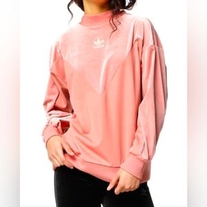 Adidas Pink Velour Boyfriend oversized Sweatshirt, Size 12